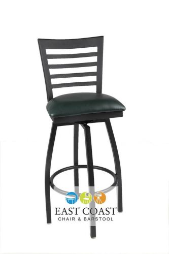 New gladiator full ladder back metal swivel bar stool with green vinyl seat for sale