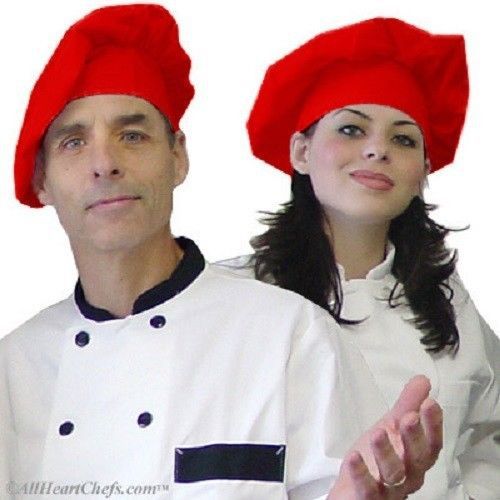 allheartchefs Traditional Chef Hat Toque in Red with Velcro Closure, 5 PACK