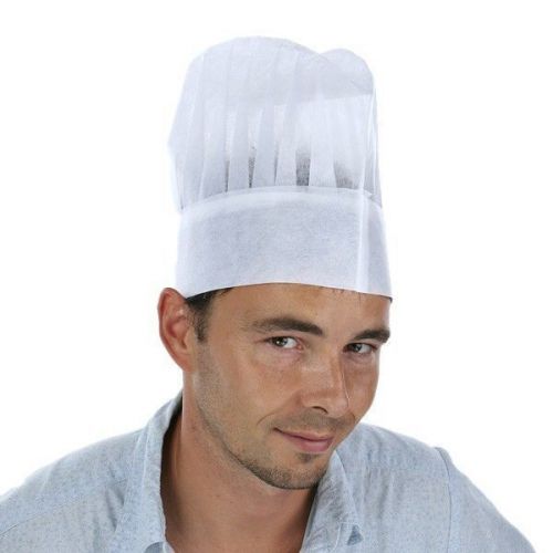 High Quality Lot of 12 (1 Dozen) White Paper Disposable Chef Hats NEW!!