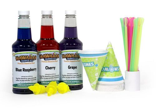 Hawaiian Shaved Ice Syrup - 3 Flavor Fun Pack Family  Fun**FREE SHIPPING!!!!!!!!