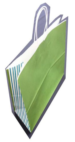 250 Stripes Du Jour Side Printing Debbie Paper Retail Green Shopping Bag Shopper
