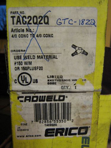 Used GTC-182Q CADWELD-ERICO 4/0 T0 3/4&#034; Ground Rod Mold
