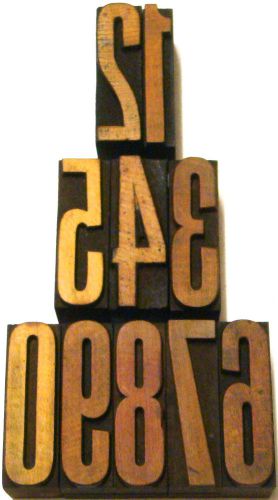 Letterpress wood 1 5/8&#034; number blocks 10pcs **super old slim typeface** for sale