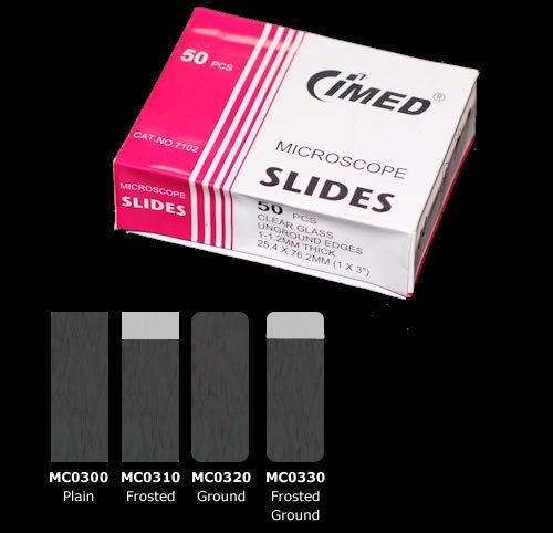 Frosted microscope slides / microscopy slides (50 pack) for sale