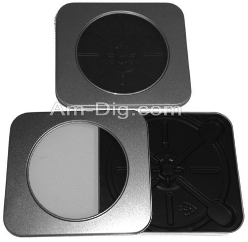 Am-Dig Tin CD/DVD Case Square no Hinge with Window Black Tray 25 Pack - JCT11110