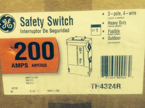 Ge th4324r heavy duty safety switch, 200amp, 240v, 3 phase for sale