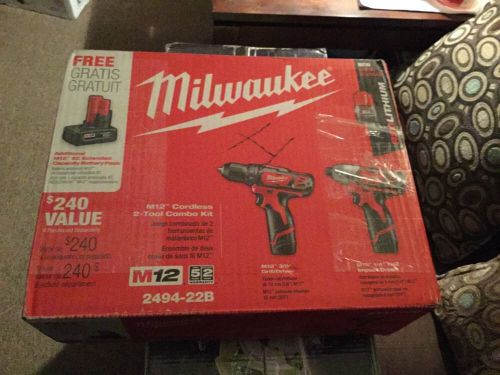 Milwaukee M12 Volt Cordless 2 Tool Combo W/3 Lithium Ion Batteries