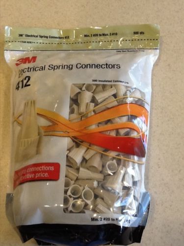 NEW BAG OF 500 3M ELECTRIC SPRING CONNECTORS 412 TAN WIRE NUTS