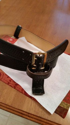 Police basket weave duty belt w/ radio holster for sale