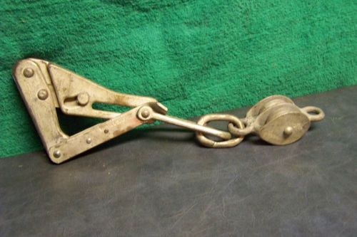 Vintage #1613-30 Kleins Grip Wire Cable Puller Stretcher .08-.20&#034; w * Dbl Pulley