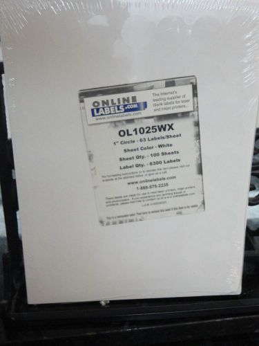 100 Sheets of White Laser Inkjet 1&#034; Blank Round Circle labels-6300.