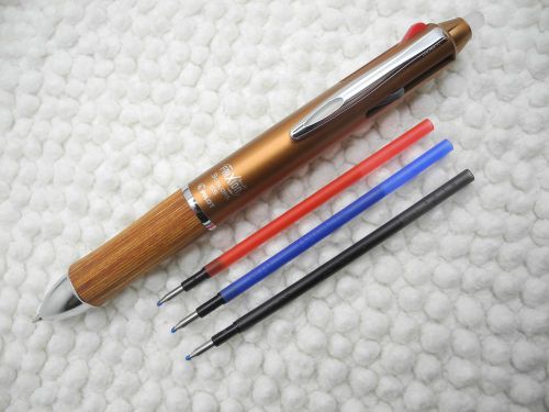 Orange pilot frixion ball 3 wood 0.5mm roller ball pen free refill r&amp;blue&amp;black for sale