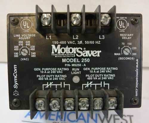 SYMCOM MS250-A MS250 MOTOR SAVER 3 PHASE ELECTRIC MOTOR PROTECTOR