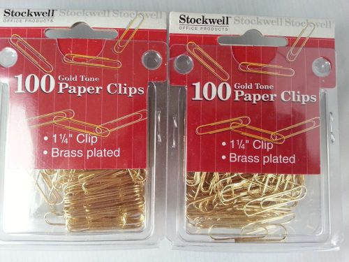 Stockwell Brass Plated Paper Clips 100 Gold Tone 1.25 inch