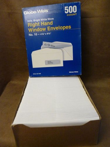10 Security Envelope Right Window Bright White 24 lb 1-1/8&#034; x 9-1/2&#034;, Qty~375