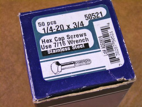 MIDWEST #50521 1/4-20X3/4 HEX CAP SCREWS STAINLESS STEEL- 50 COUNT