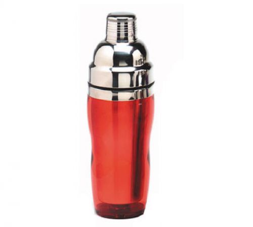 Cocktail shaker, 16 oz., 3-piece, red acrylic w/stainless steel top for sale