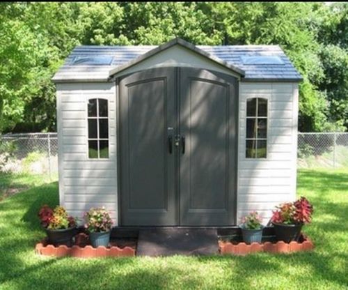 Industrial Storage Shed - 10&#039; W x 8&#039; D - Poly Shatter Proof Windows - Garden