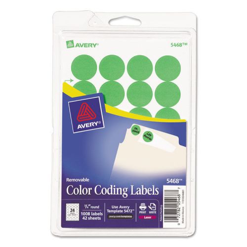 Print or write removable color-coding labels, 3/4in dia, neon green, 1008/pack for sale
