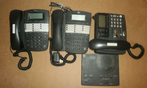 LOT OF (4) TWO ATT 972 &amp; ONE E5908 DESK PHONES/  ONE GE ANSWERING MACHINE USED