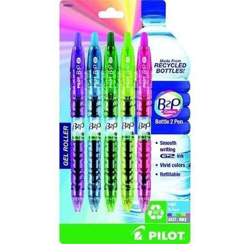 Pilot B2P Bottle 2 Pen Colors Gel Rollers Assorted Colors 5 Count