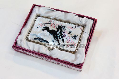 Korean Antique Business Name Card Holder MOTHER OF PEARL Case Horse DS0005