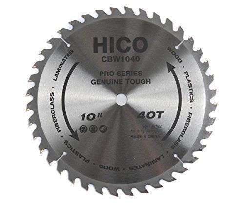 Hico cbw1040 10-inch 40-tooth atb thin kerf general purpose saw blade with 5/8-i for sale