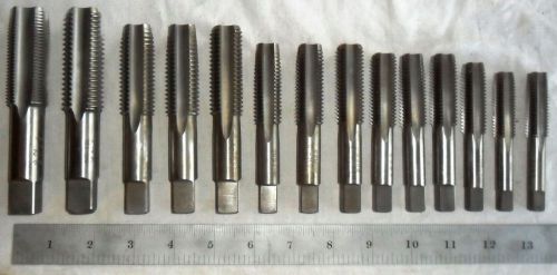 Machinist hand plug taps ace roco tanoi  9/16&#034; to 1-1/2&#034; hss, nc, 14-piece lot for sale