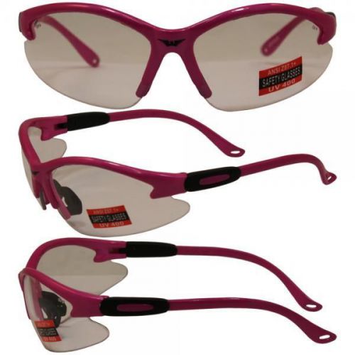 Global Vision Cougars Safety Shop Glasses with Hot Pink Frame and Clear Lenses