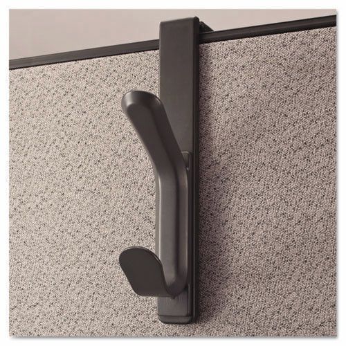 Universal Recycled Cubicle Double Coat Hook - Plastic, Charcoal, UNV-08607