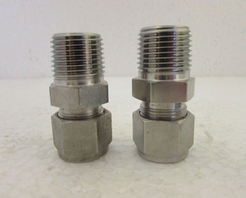 2 SWAGELOK SS-810-1-8, SS TUBE FITTING MALE CONNECTOR 1/2&#034; TUBE OD X 1/2&#034; M NPT
