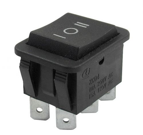 Black plastic 6 pin dpdt button on/off/on rocker switch ac 250v/10a 125v/15a for sale