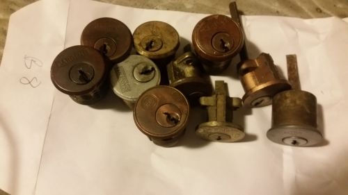 Locksmith Lot 10 Vintage VARIOUS Mortise and rim cylinders SOLID BRASS/BRONZE B8