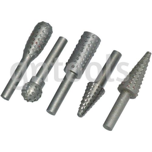 5pc wood carving file rasp drill bits rotary burr set woodworking for sale