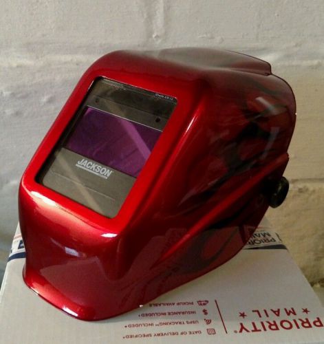 Jackson &#034;12&#034; flames pro-v variable halox w40 auto dark darkening welding helmet for sale