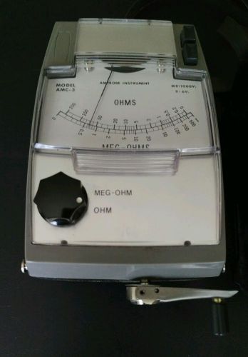 Amprobe AMC-3 Hand Crank Megohm Insulation Test Meter and Case.
