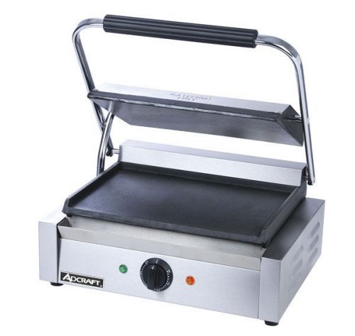 Adcraft smooth panini grill 13 1/4&#034; x 9 1/4&#034; single electric 120v - sg-811e/f for sale