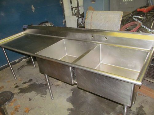 2 bay ss sink with drain board