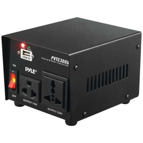 Pyle PVTC300U Step Up &amp; Down 300 Watt Transformer w/USB Charging Port