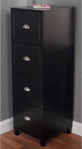 Contemporary Four-Drawer Storage Filing Cabinet Home Office Furniture Black