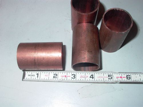 LOT OF FOUR SHORT COPPER PIPE / TUBE 1-1/2&#034; O D X 2-5/16&#034; LONG