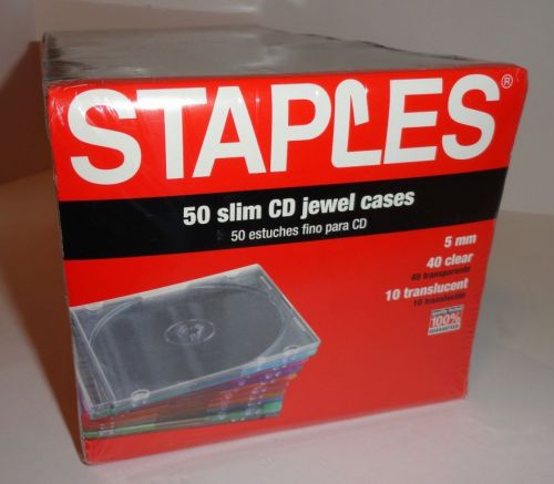 50 Slim CD Jewel Cases - Staples Brand - NEW Package!