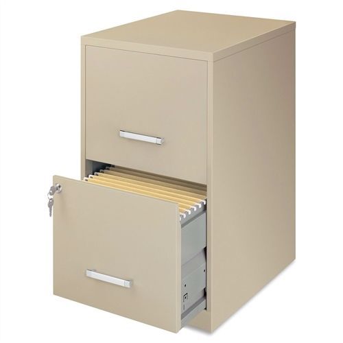 Metal two drawer locking vertical file cabinet in putty color for sale