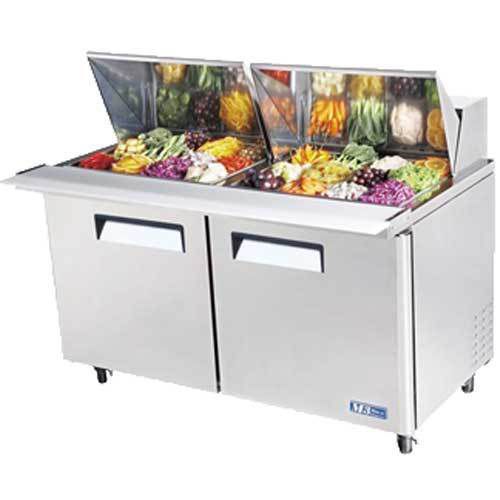 Turbo mst-60-24 refrigerated counter, sandwich salad prep table, mega top, 2 doo for sale