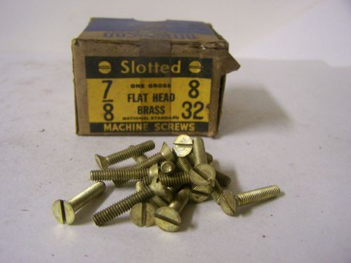 8-32 x 7/8&#034; flat head solid brass machine screw slotted made in usa  qty. 140 for sale