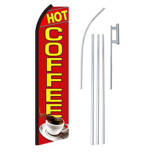 Hot Coffee Flag Swooper Feather Sign Banner 15ft Kit made in USA