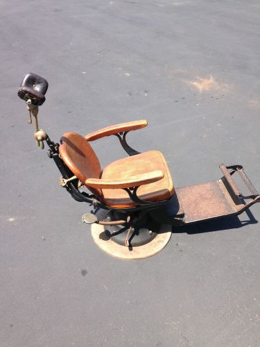 Antique Dental/Tattoo/Barber/Piercing Chair, Vintage, Black w/ wood seat &amp; arms