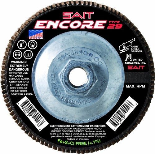SAIT 79116 Encore Type 29 Flap Disc, 4-1/2 X 5/8-11 Z 40X, 10 Pack