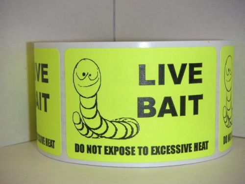 LIVE BAIT DO NOT EXPOSE TO EXCESSIVE HEAT neon yellow Stickers Labels 250/rl