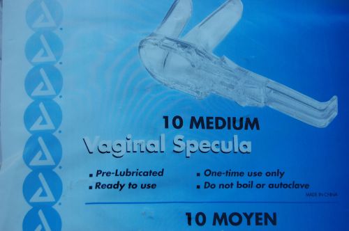 PACK OF 10 MEDIUM PLASTIC VAGINAL SPECULA, PRE-LUBRICATED, READY TO USE